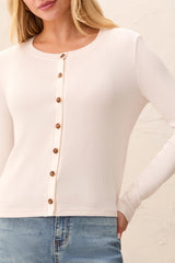 Wear Two Ways Button-Front Knit Top in Cream - view 1