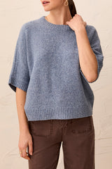 Lofty Extended-Sleeve Sweater in Heather Denim - view 1