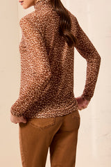 Printed Mesh Turtleneck Top in Hazelwood - view 2