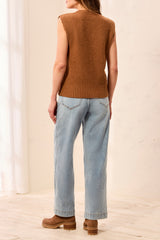 Split Crew Neck Sweater Vest in Hazelwood - view 2
