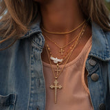 Joy Dravecky Francesca Cross Necklace in Pearl