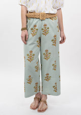 Print Barrel Pant in Aqua