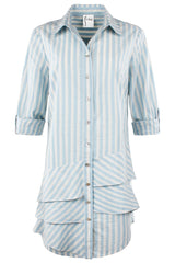 Jenna Shirt Dress in Blue Pastel Stripe view 2