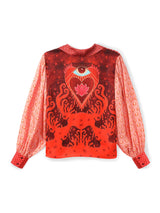 ME369 Sola Red Aura Puff-Sleeve Shirt — view 4