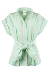 Rocky Cap Sleeve Shirt in Green Pastel Stripe view 2