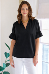Crosby Silky Poplin Shirt in Black