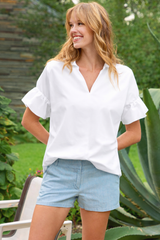 Crosby Silky Poplin Shirt in White view 2