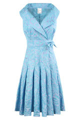 Johanna Wrap Dress in Icy Blue Jacquard view 3