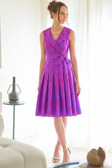 Johanna Wrap Dress in Magenta Jacquard