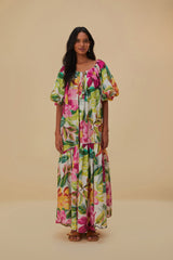 Farm Rio - Off-white Painted Flowers Maxi Dress