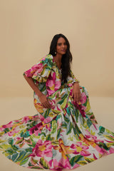 Farm Rio - Off-white Painted Flowers Maxi Dress