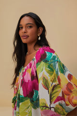 Farm Rio - Off-white Painted Flowers Maxi Dress