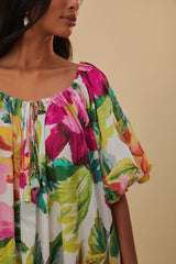 Farm Rio - Off-white Painted Flowers Maxi Dress