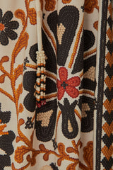 Farm Rio - Flower Fan Tapestry Off-white Midi Dress - Small