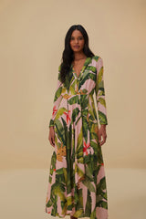 Farm Rio - Pink Banana Leaves Maxi Dress