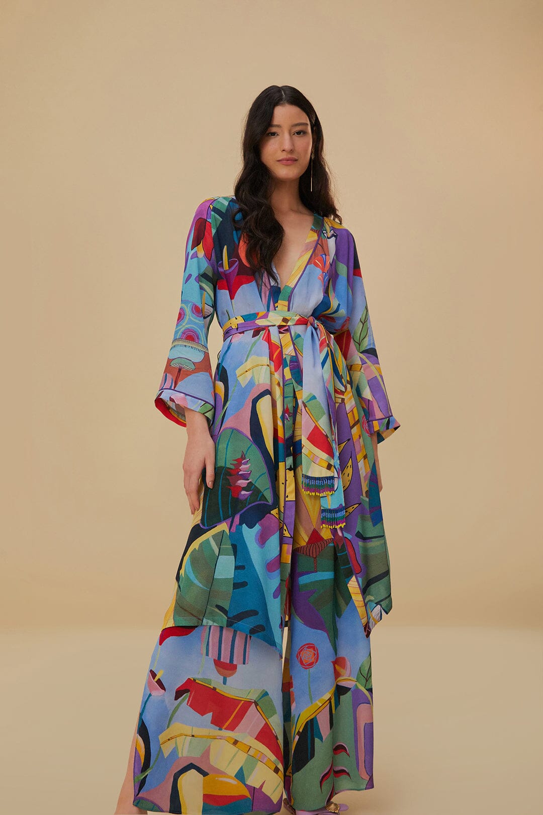 farm rio tropical multicolor long sleeve maxi dress FARM Rio Wave Gradient Maxi Dress