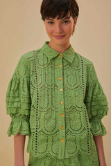 Farm Rio - Green Pineapple Eyelet Blouse
