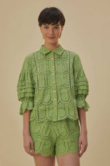 Farm Rio - Green Pineapple Eyelet Blouse