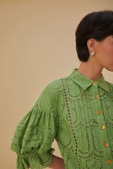 Farm Rio - Green Pineapple Eyelet Blouse
