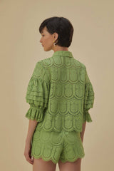 Farm Rio - Green Pineapple Eyelet Blouse