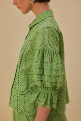 Farm Rio - Green Pineapple Eyelet Blouse