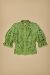 Farm Rio - Green Pineapple Eyelet Blouse