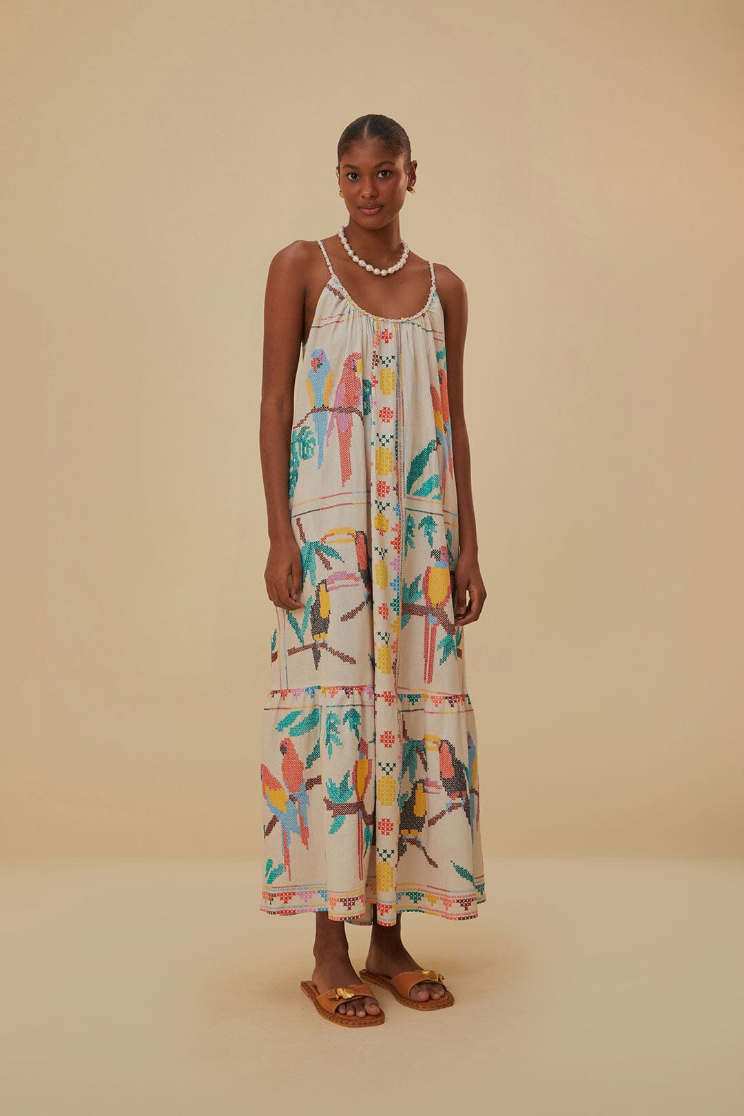 Farm Rio - Stitched Birds Scarf Maxi Dress Julien's a Lifestyle Store Farm Rio - Stitched Birds Scarf Maxi Dress Julien's a Lifestyle Store