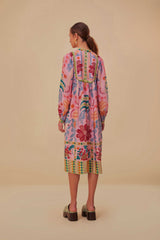 Farm Rio - Pink Fruits Queen Scarf Midi Dress