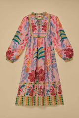 Farm Rio - Pink Fruits Queen Scarf Midi Dress