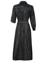 Laine Tie Front Long Dress in Black Weathercloth view 3