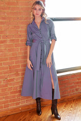 Laine Tie Front Long Dress in Opal Iridescent