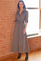 Laine Tie Front Long Dress in Topaz Iridescent