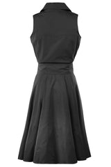 Trench Wrap Dress in Black Typewriter Cloth view 3