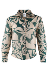 Andie Cropped Shirt in Green Stepping Stones view 2