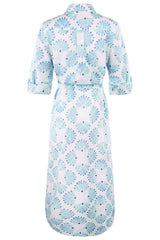 Alex Long Shirt Dress in Turquoise Peacock view 3
