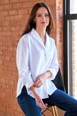 Revere Silky Poplin Shirt in White view 2