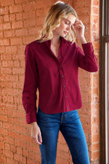 Preppy Silky Poplin Shirt in Burgundy