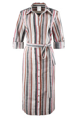 Clara Midi Shirt Dress in Charcoal Sparkle Stripe view 2