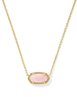 Elisa Gold Pendant Necklace in Rose Quartz
