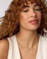 Elisa Gold Pendant Necklace in Rose Quartz view 3