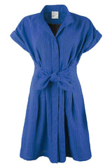 Rocky Shirt Dress in Blue Open Weave Stripe view 2