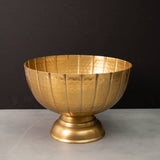 India Handicrafts Inc - 12’’ Gold Hammered Grooved Pedestal