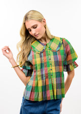 Blocks of Plaid Top in Multi view 4