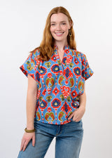 Ikat Popover Top in Blue view 3
