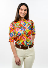Block Patch Floral Top in Multi