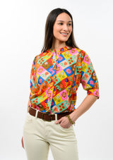 Block Patch Floral Top in Multi view 2