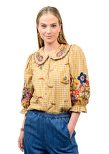 Check Garden Top in Gold