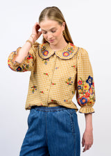 Check Garden Top in Gold view 2