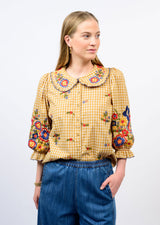 Check Garden Top in Gold view 3
