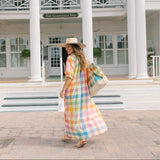 Rainbow Plaid Oasis Dress: S